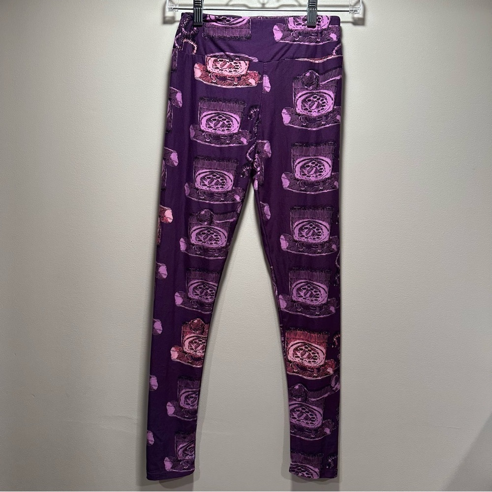 FREE* LulaRoe OS Soft Leggings One Size 2-10 Small-Large Heart Phone Pink Purple - Picture 9 of 13